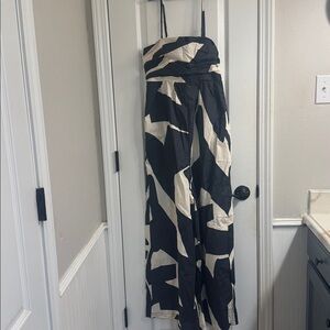 Black and White Strapless Jumpsuit